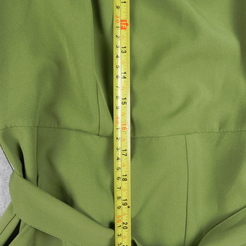 New York & Company Jumpsuit Womens Large Madie V-Neck Ruffled Shoulder Green - Picture 7 of 13